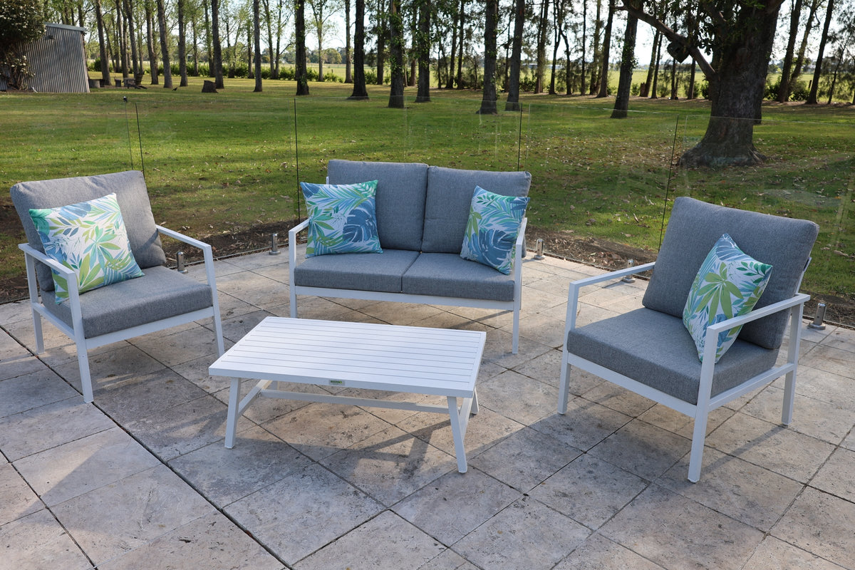 Noosa Double 4 Piece Lounge Set - White outdoor furniture setting - view 3