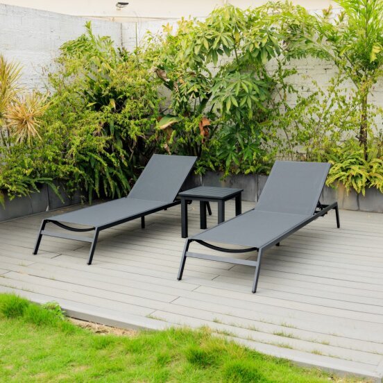 Bondi Armless Sun Lounge - Gunmetal image 1