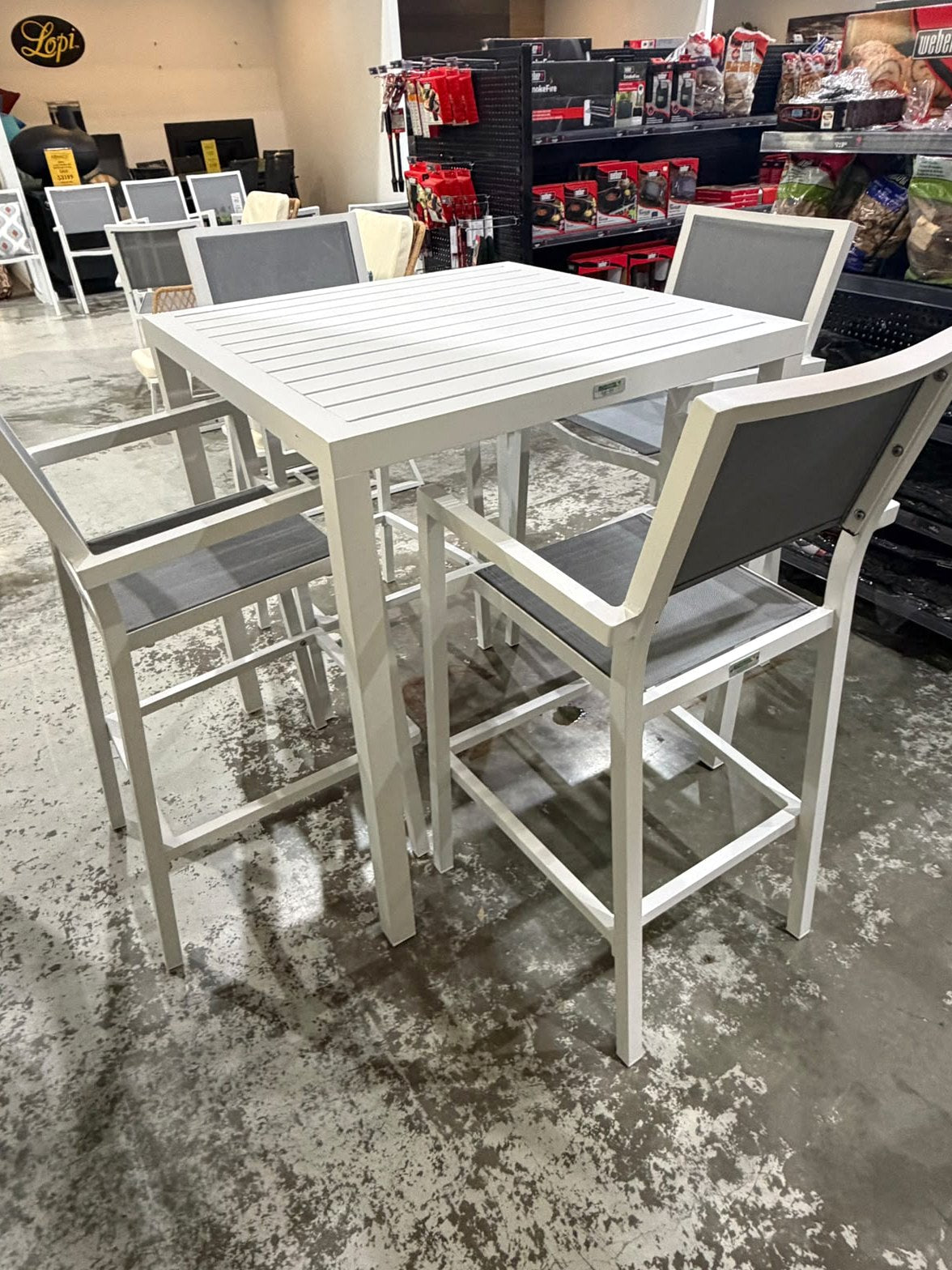 Noosa Bar Table 90 x 90cm - White shown with matching Noosa bar chairs - view 4