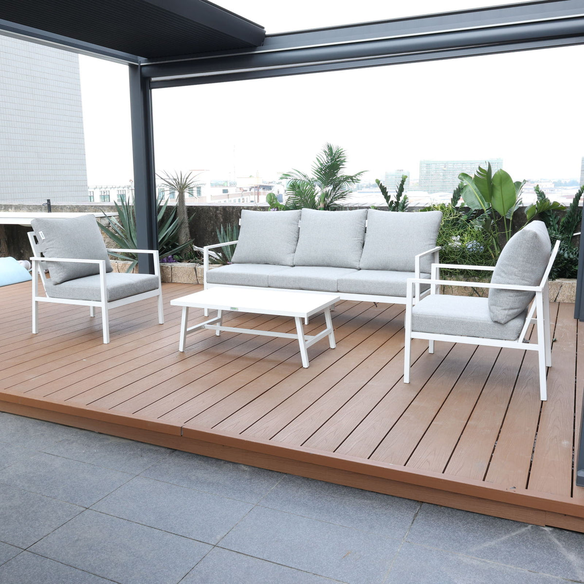 Noosa Triple 4 Piece Lounge Set - White - supplier product photo, view 2