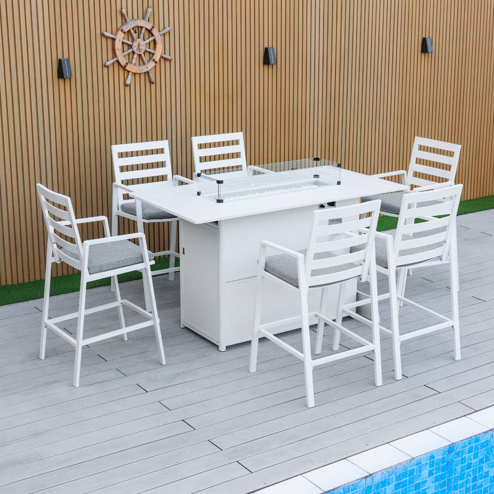 Bondi Gas Bar Fire Pit 7 Piece - White image 9