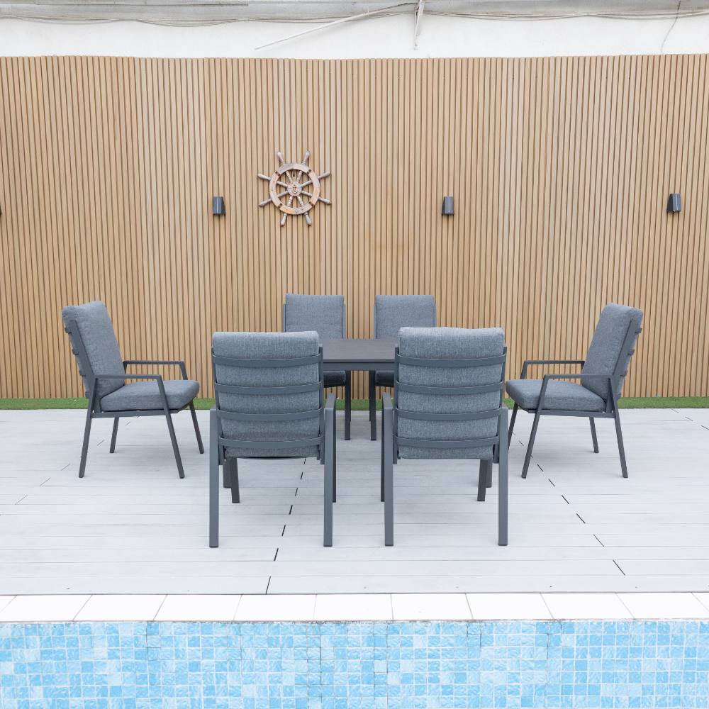 Bondi High Back 7 Piece Dining (160/93) - Gunmetal image 0