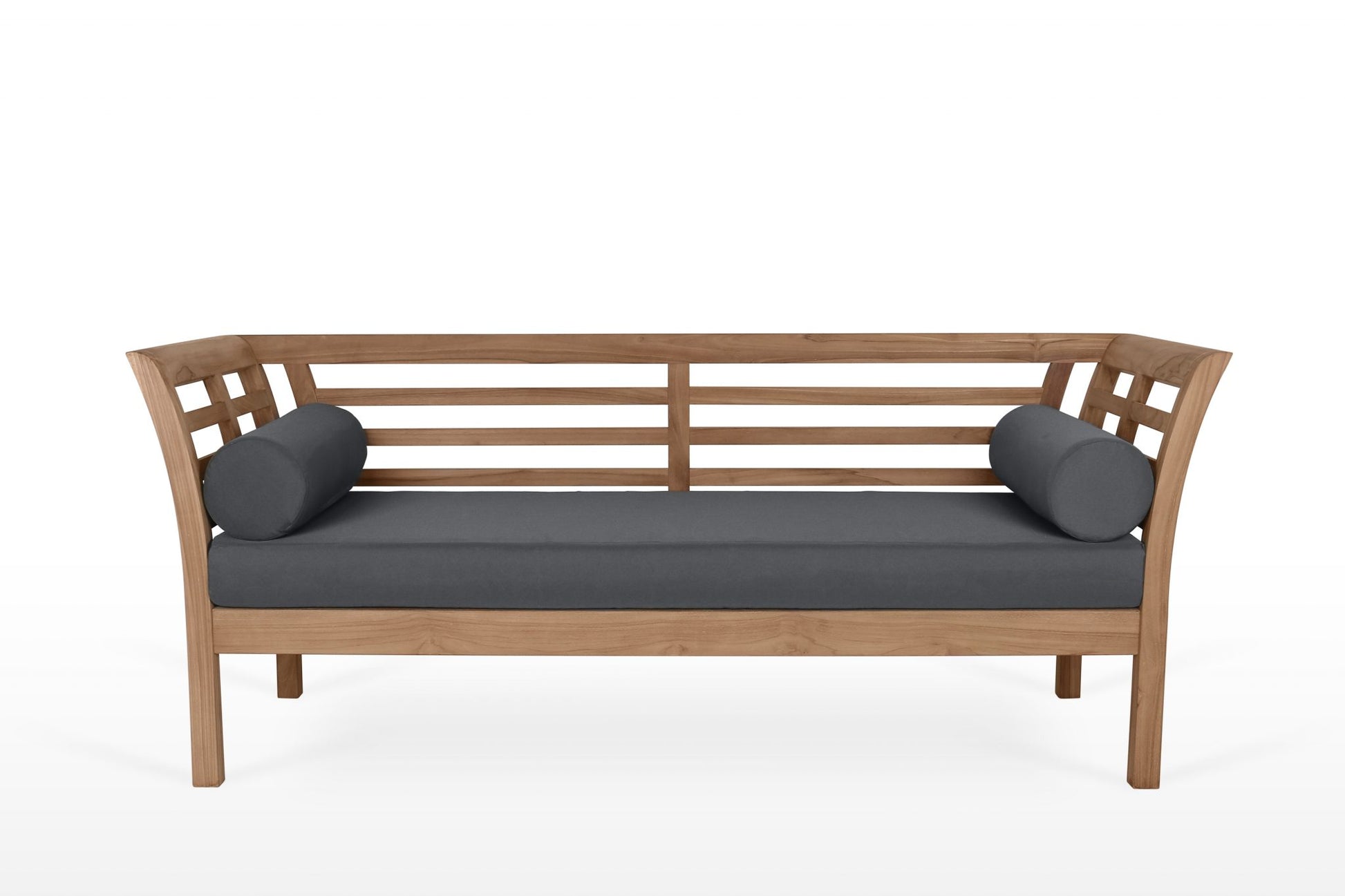 Small Teak Daybed - Base Cushion And 2 Rolls - 205 x 70 x 85 image 2