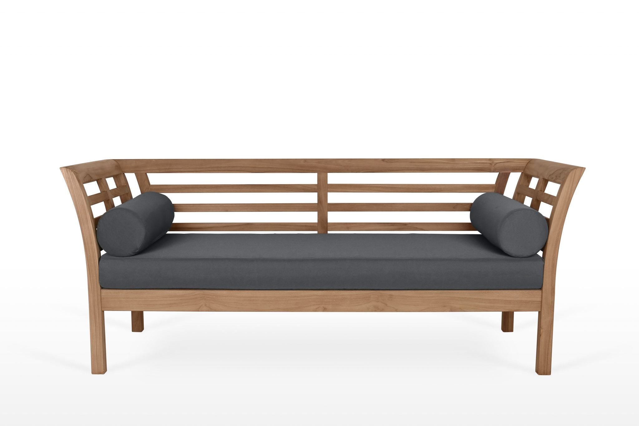 Small Teak Daybed - Base Cushion And 2 Rolls - 205 x 70 x 85 image 2