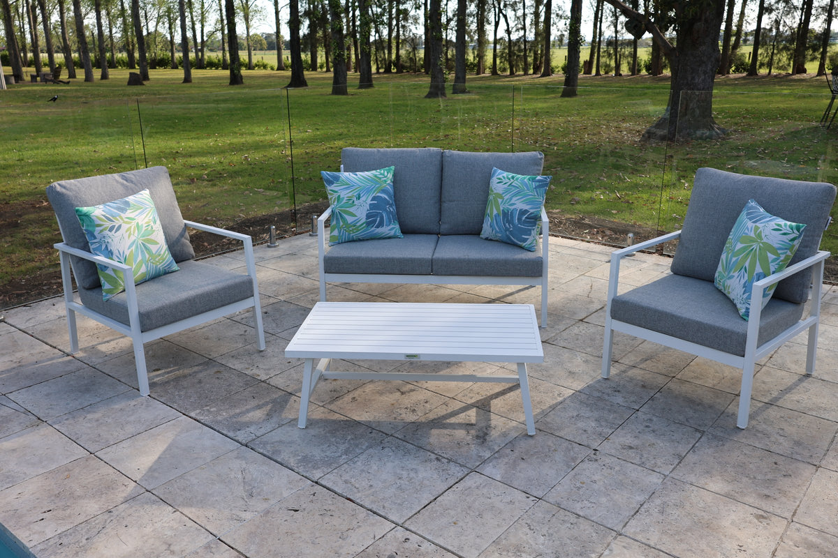 Noosa Double 4 Piece Lounge Set - White outdoor furniture setting - view 2