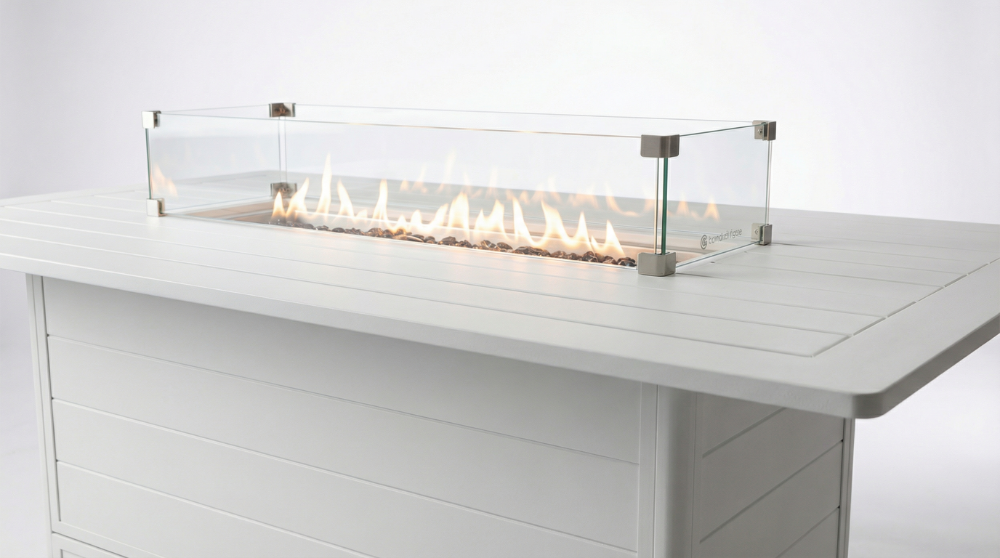 Bondi 5 Piece Lounge with Gas Fire Pit Coffee Table - White image 1