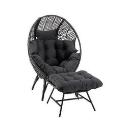 Avoca Single Egg Chair With Ottoman - Charcoal image 3