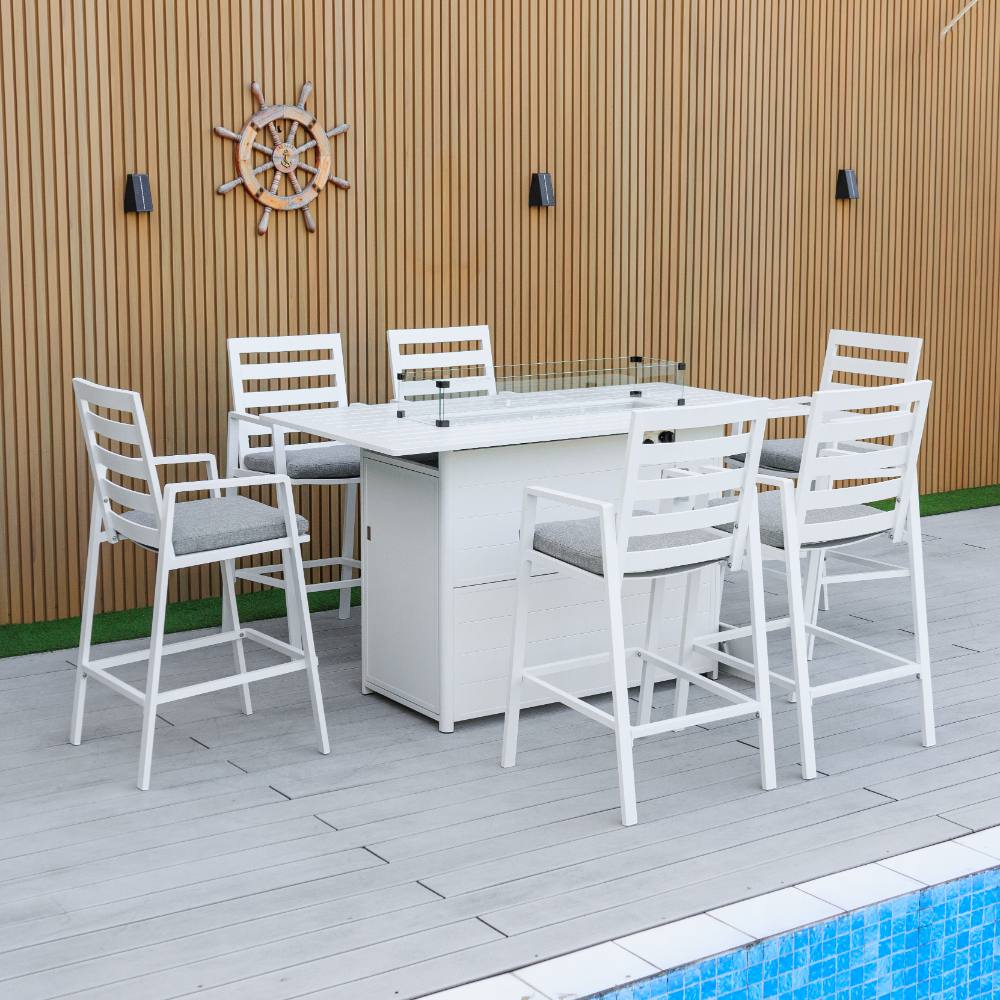 Bondi Gas Bar Fire Pit 7 Piece - White image 11