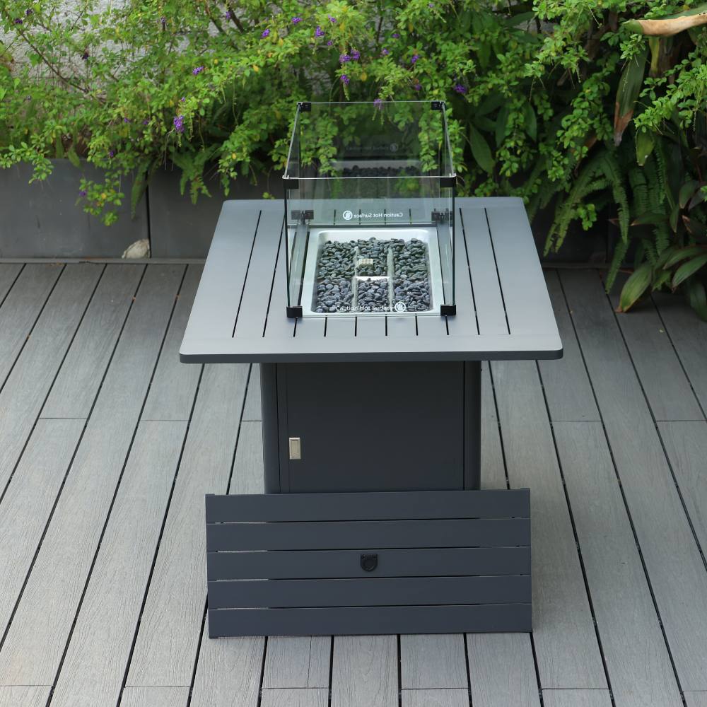 Bondi Triple 4 Piece Lounge with Gas Fire Pit Coffee Table - Gunmetal image 10