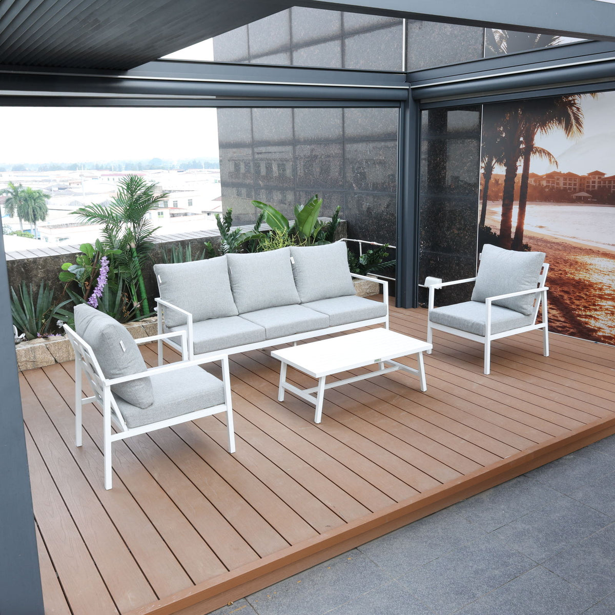 Noosa Triple 4 Piece Lounge Set - White - supplier product photo, view 1