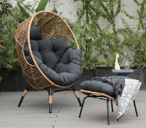 Avoca Single Egg Chair with Ottoman - Brown image 1