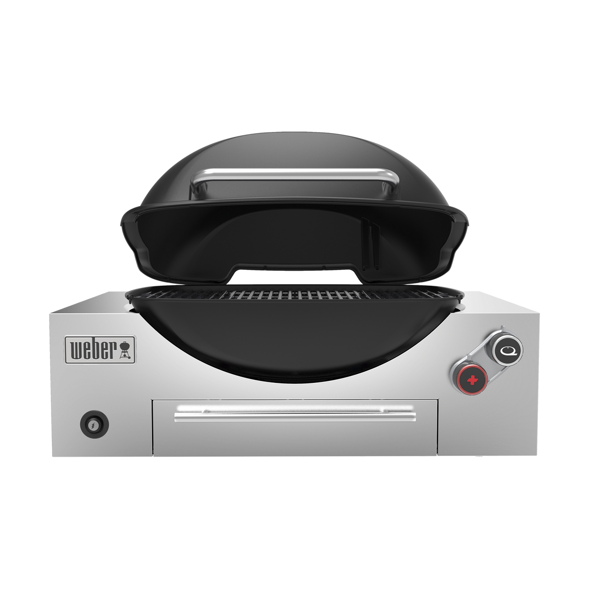 Weber Built-in Q+ Q3600N+ Midnight Black open-lid view