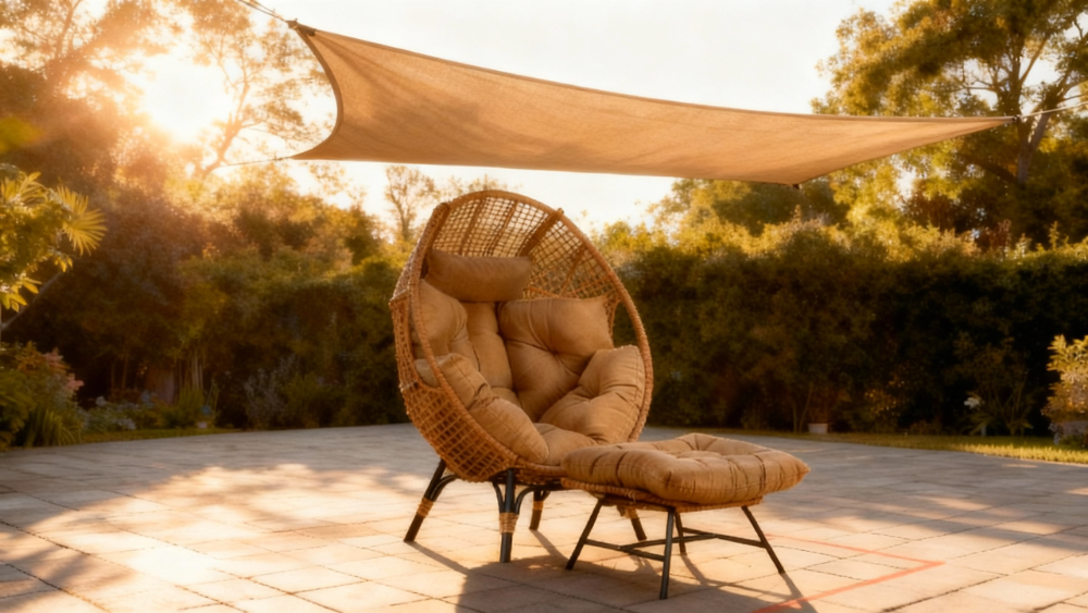 Avoca Single Egg Chair with Ottoman - Brown image 0