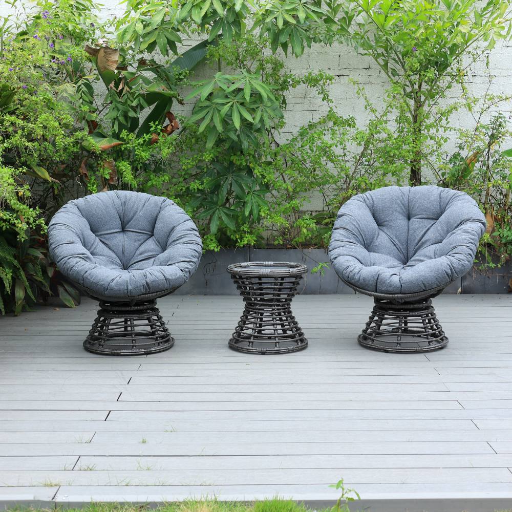 Dubai 3-Piece Swivel Balcony Set - Charcoal Wicker image 0