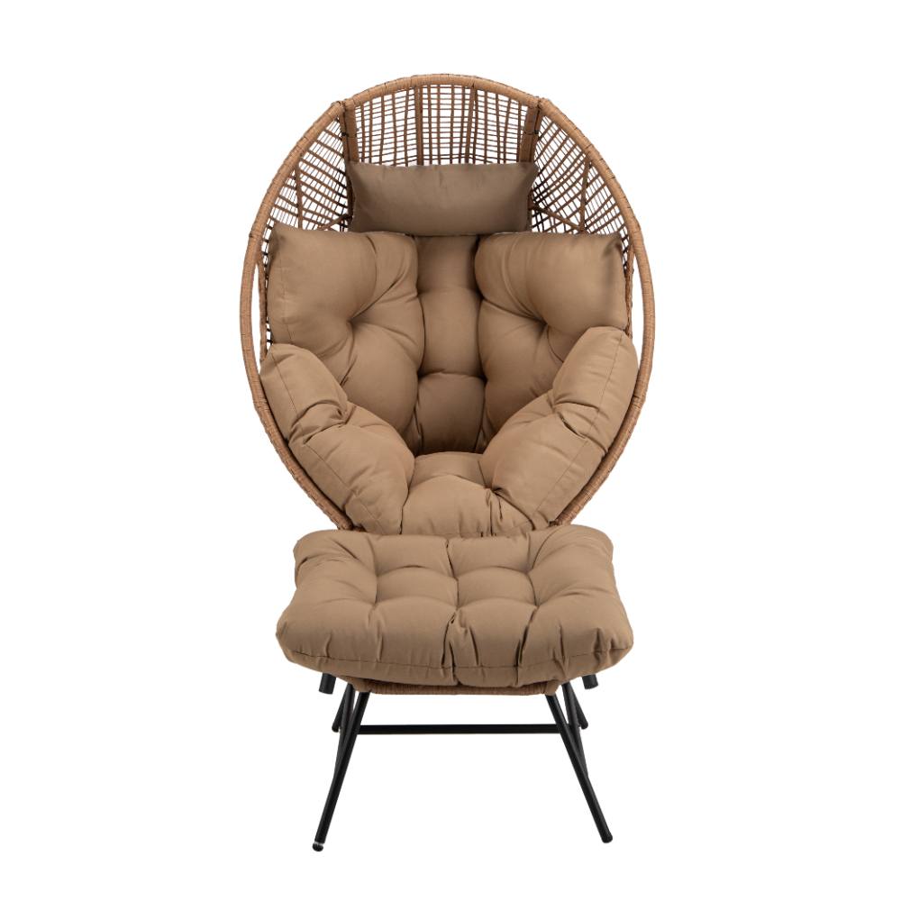 Avoca Single Egg Chair with Ottoman - Brown image 3