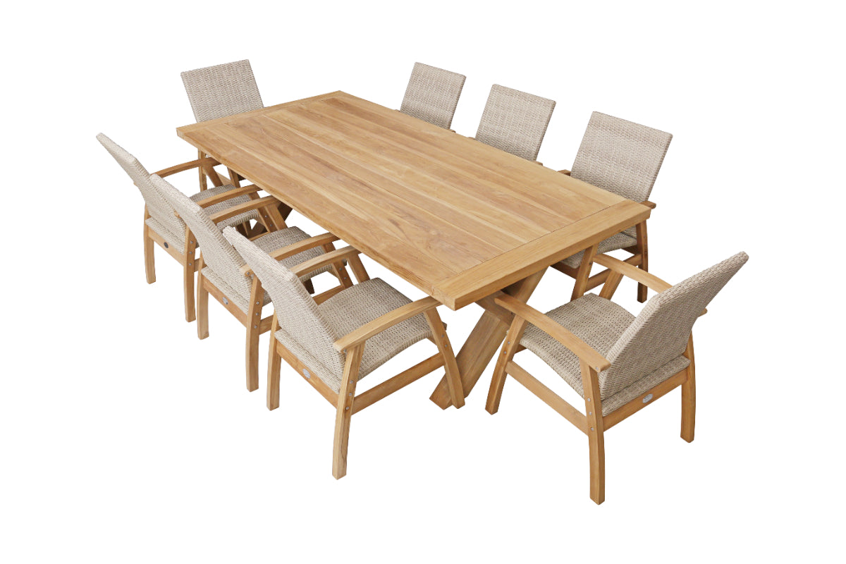 Alexander 9 Piece Teak Timber Dining Setting image 0