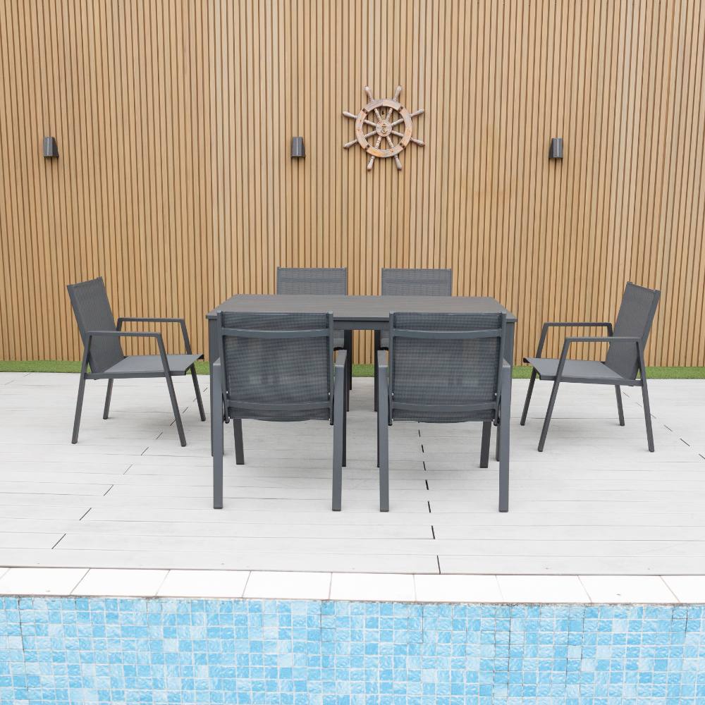 Bondi Sling 7 Piece Dining (160/93) - Gunmetal image 0