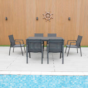 Bondi Sling 7 Piece Dining (160/93) - Gunmetal image 0