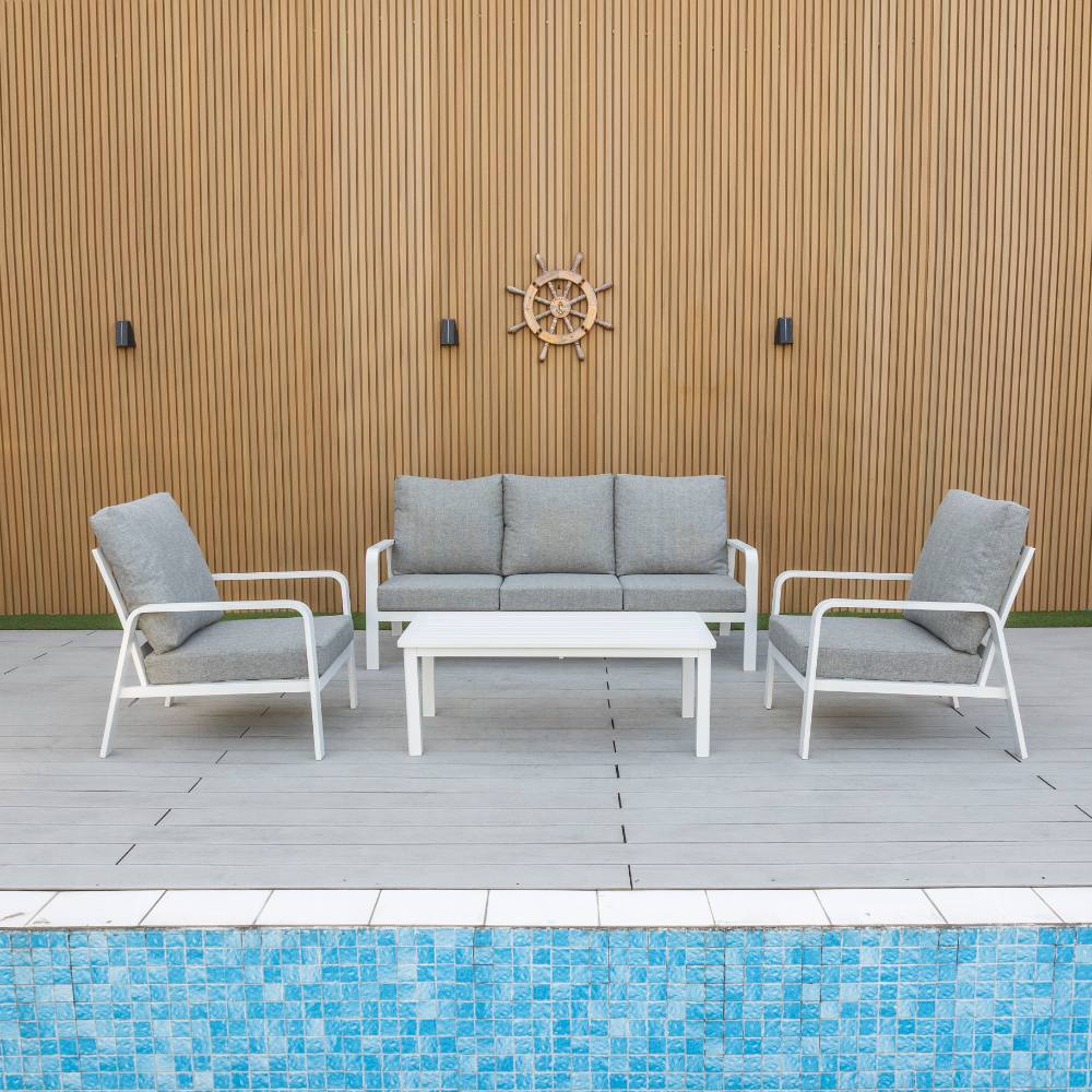 Bondi 4 Piece Triple Lounge - White image 0