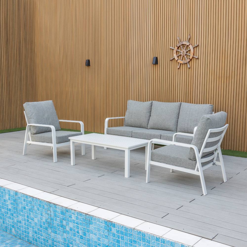Bondi 4 Piece Triple Lounge - White image 8