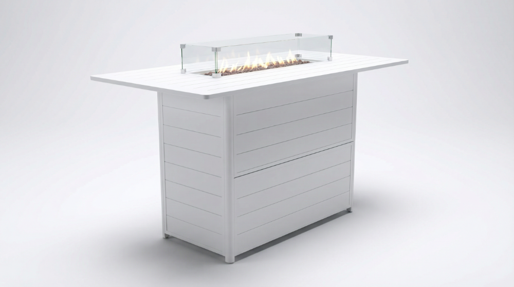 Bondi Gas Fire Pit Bar Table White image 4