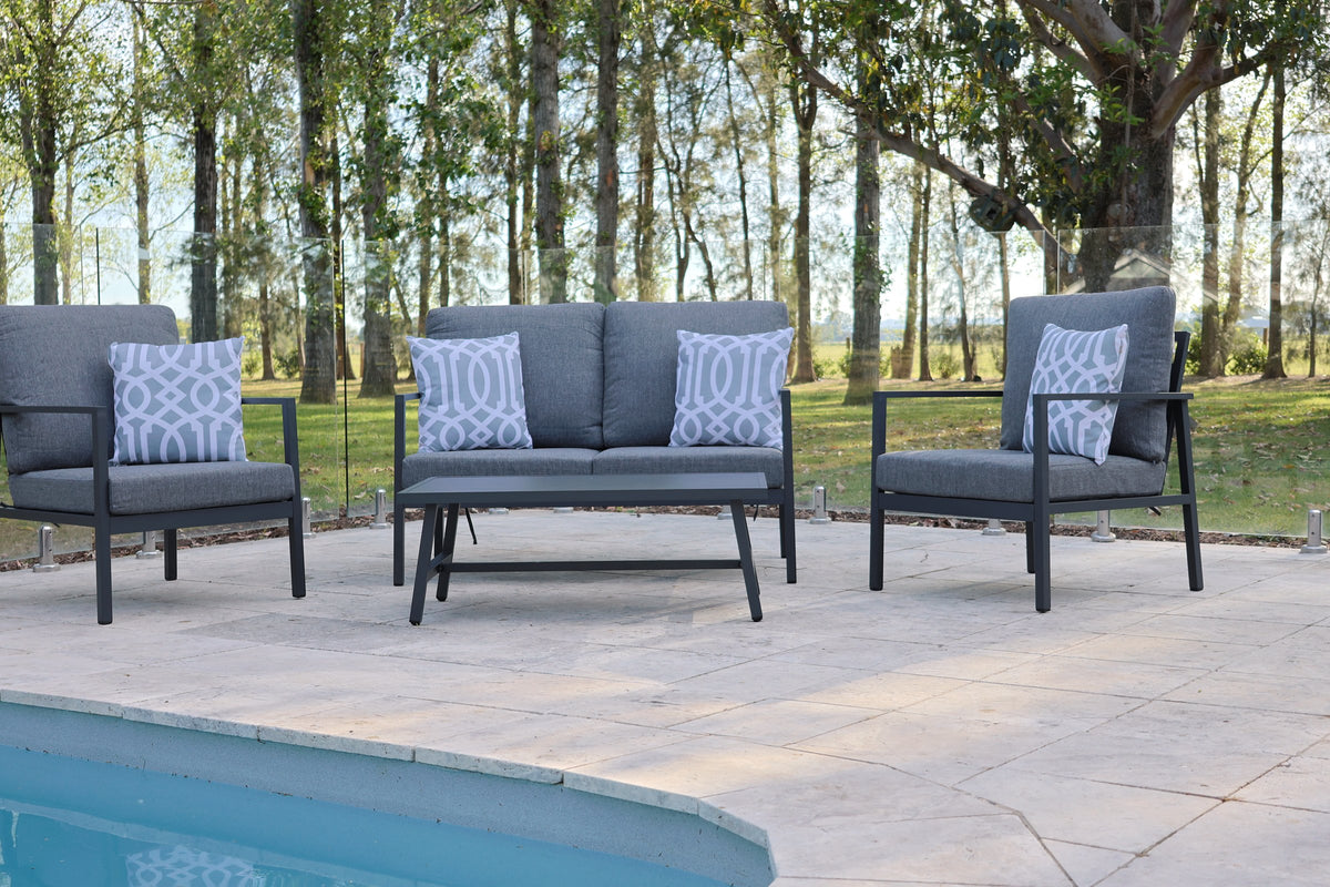 Noosa Double 4 Piece Lounge Set - Gunmetal outdoor furniture setting - view 1