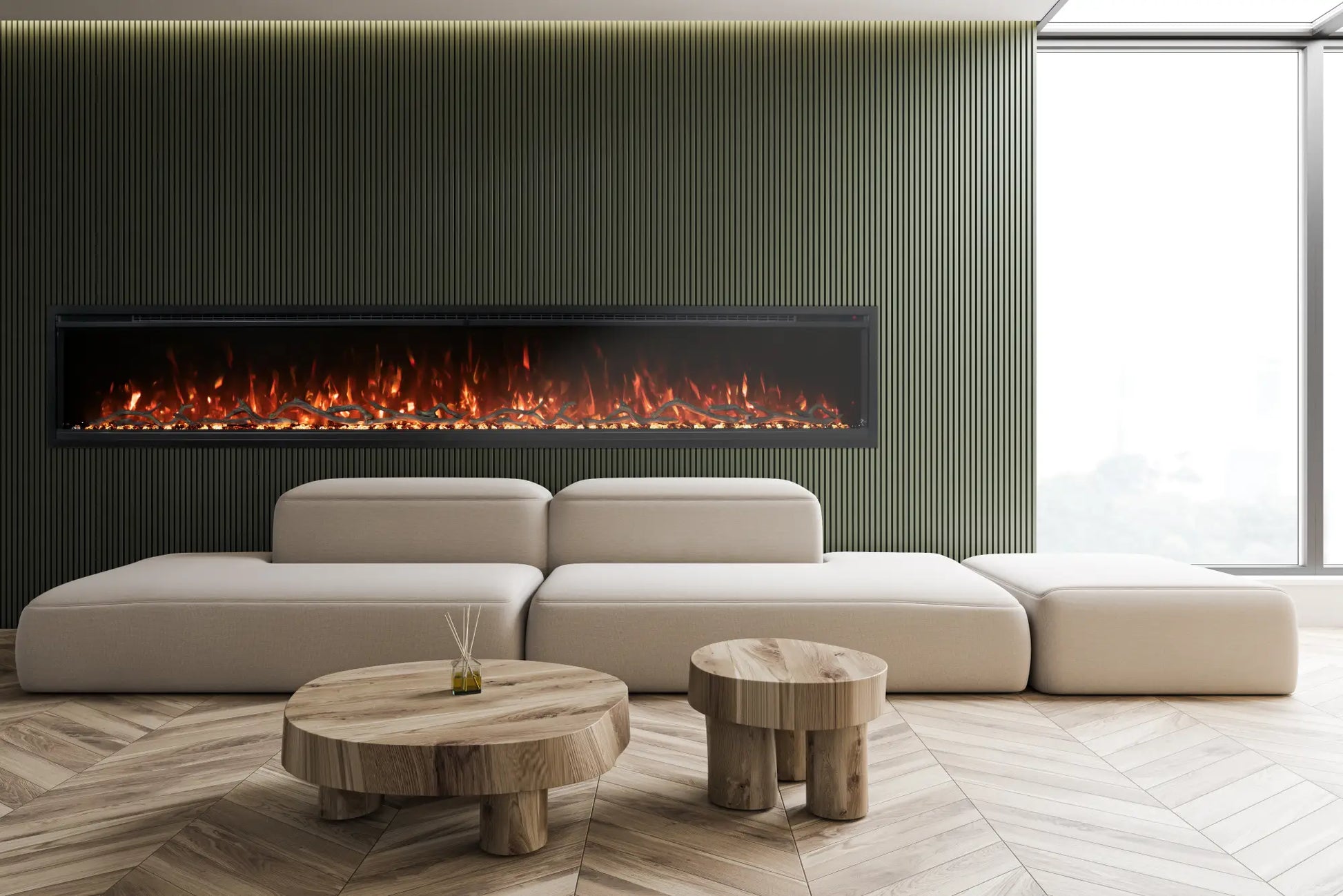 Modern Flame Spectrum 100 inch Slimline With Log Set image 3