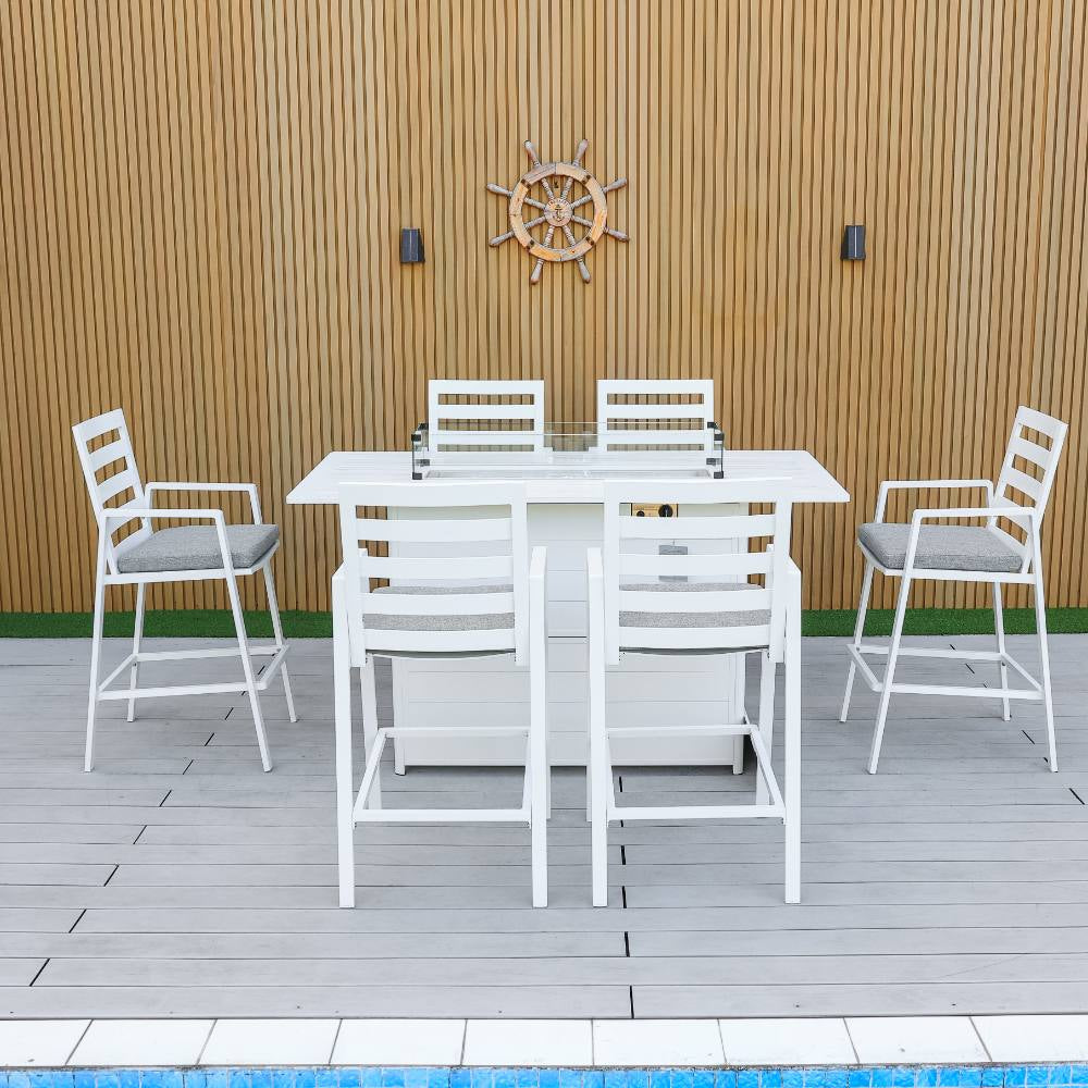 Bondi Gas Bar Fire Pit 7 Piece - White image 0