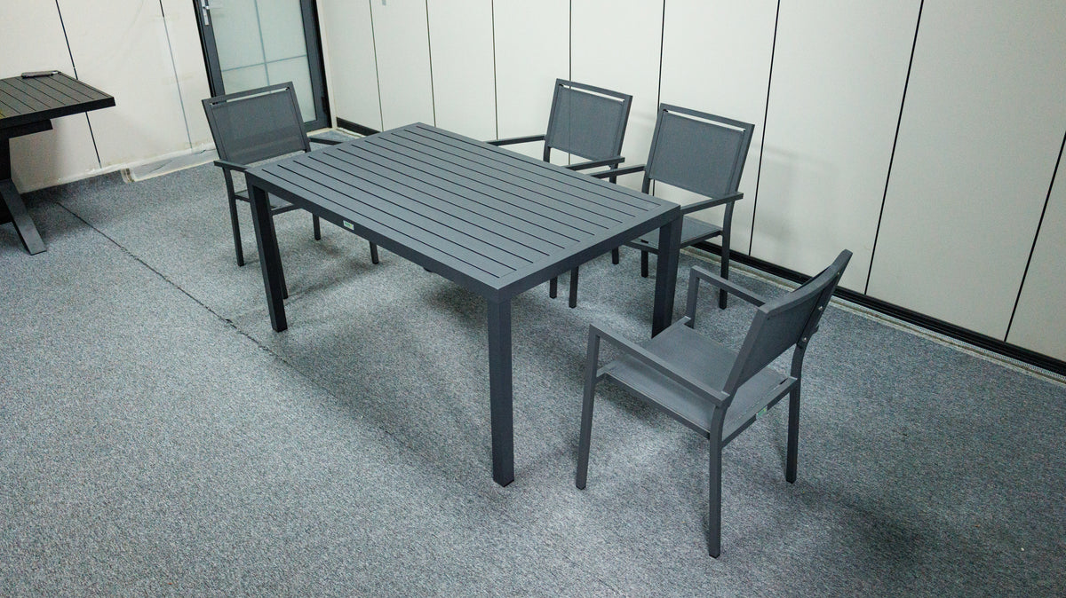 Noosa Dining Table 150 x 90cm - Gunmetal – lifestyle, secondary