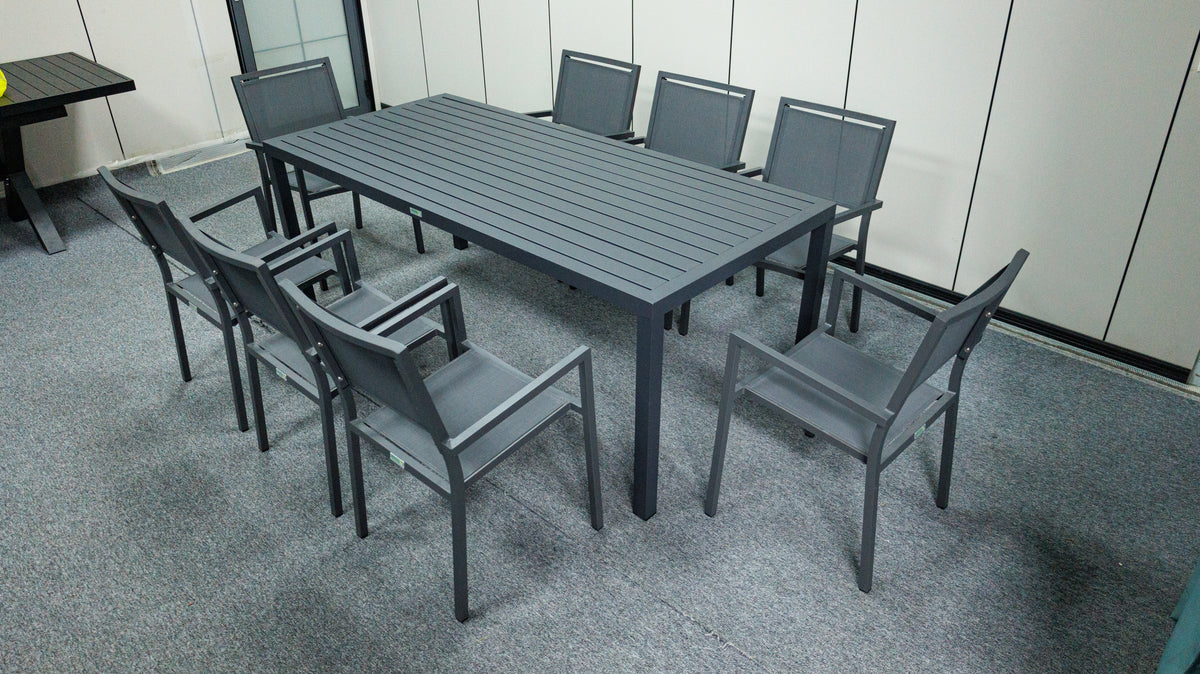 Noosa Dining Table 200 x 90cm - Gunmetal – lifestyle, secondary