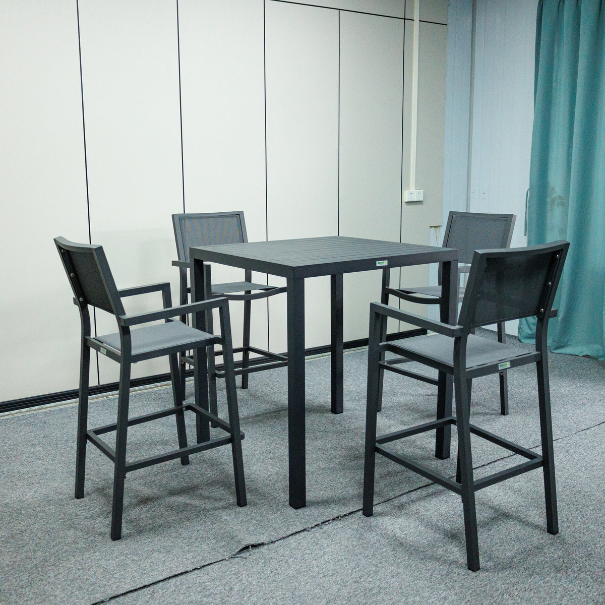 Noosa Bar Table 90 x 90cm - Gunmetal – lifestyle, secondary