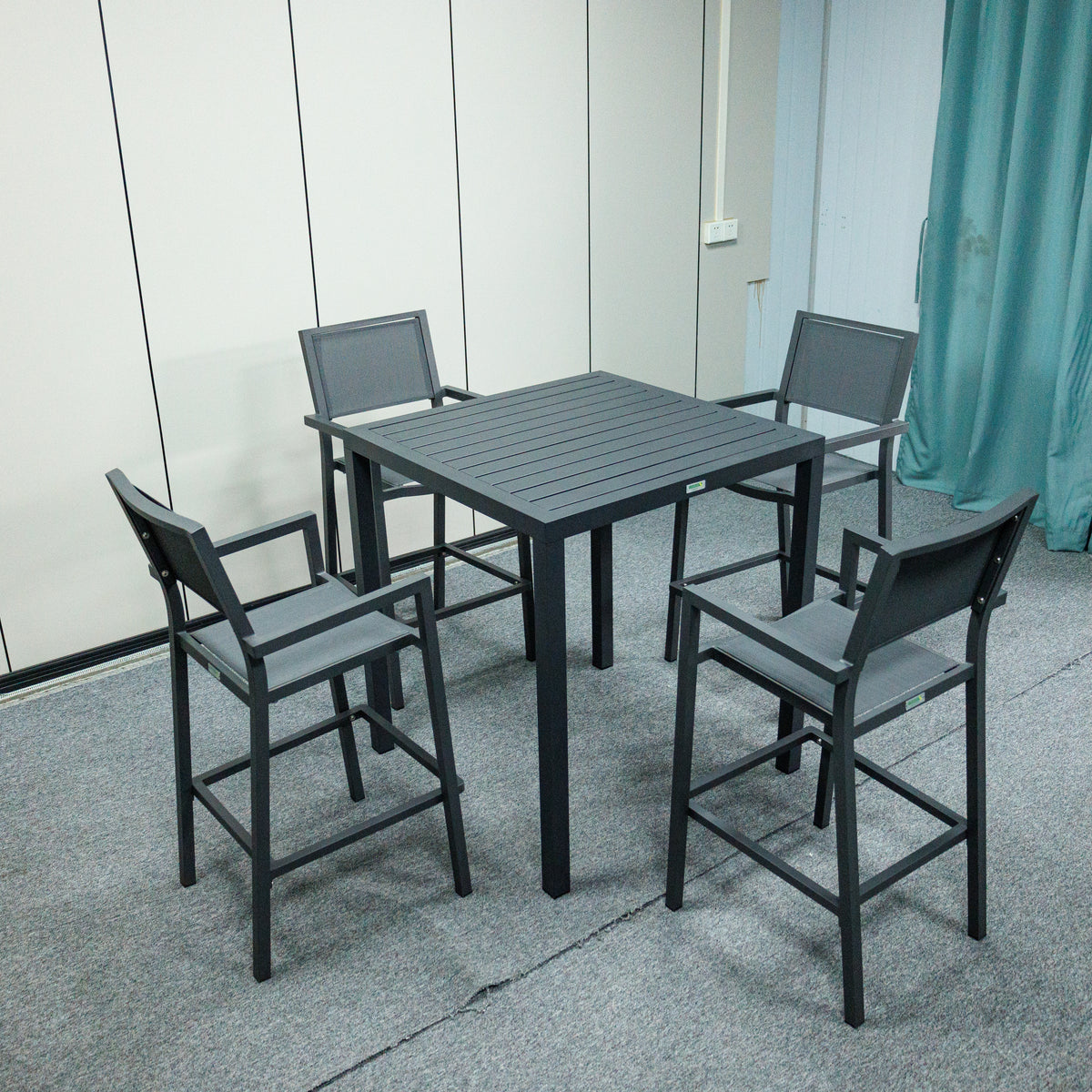 Noosa Bar Table 90 x 90cm - Gunmetal – lifestyle, secondary