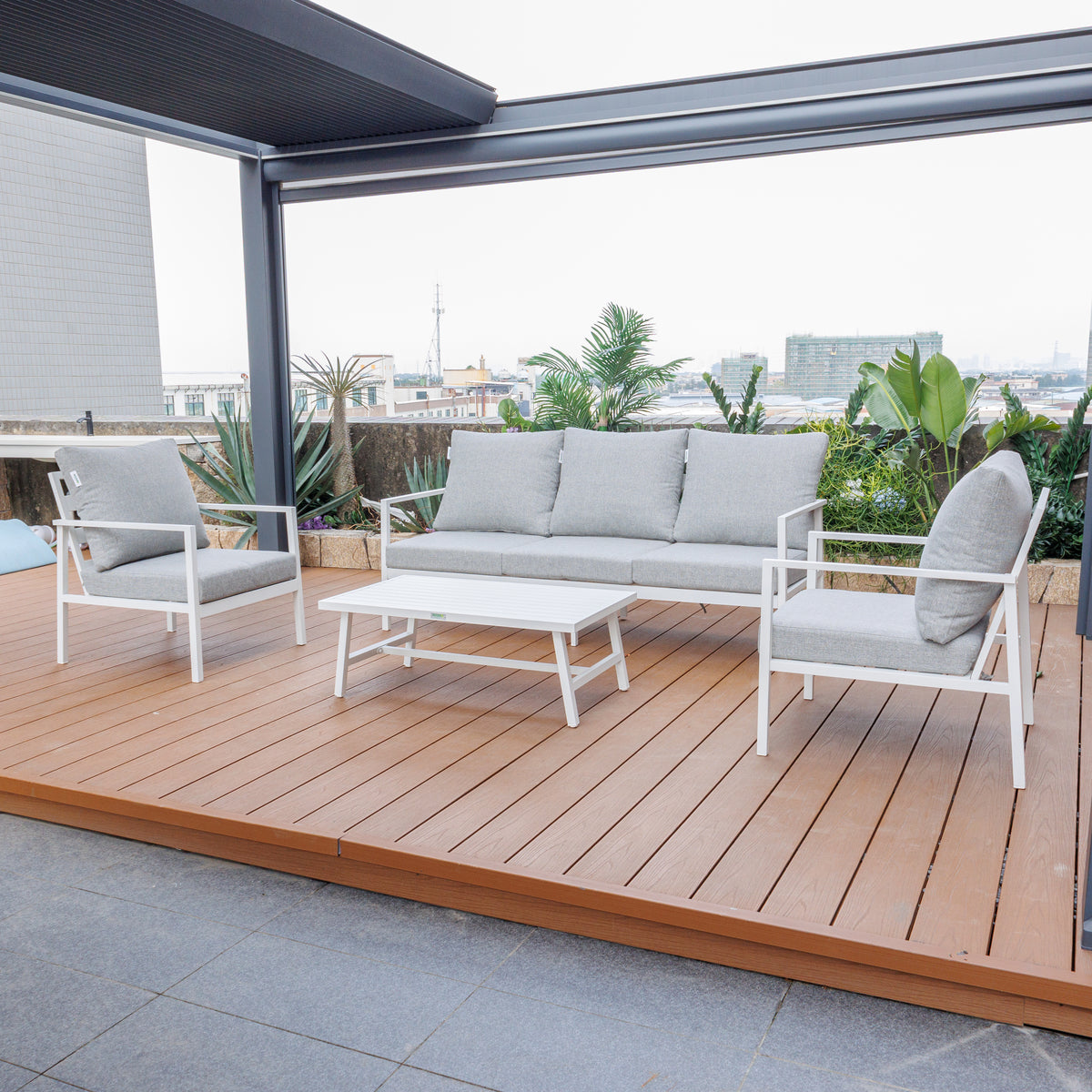 Noosa Triple 4 Piece Lounge Set - White – full product, alternate
