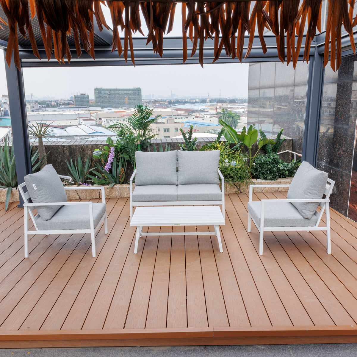 Noosa Double 4 Piece Lounge Set - White – full product, alternate