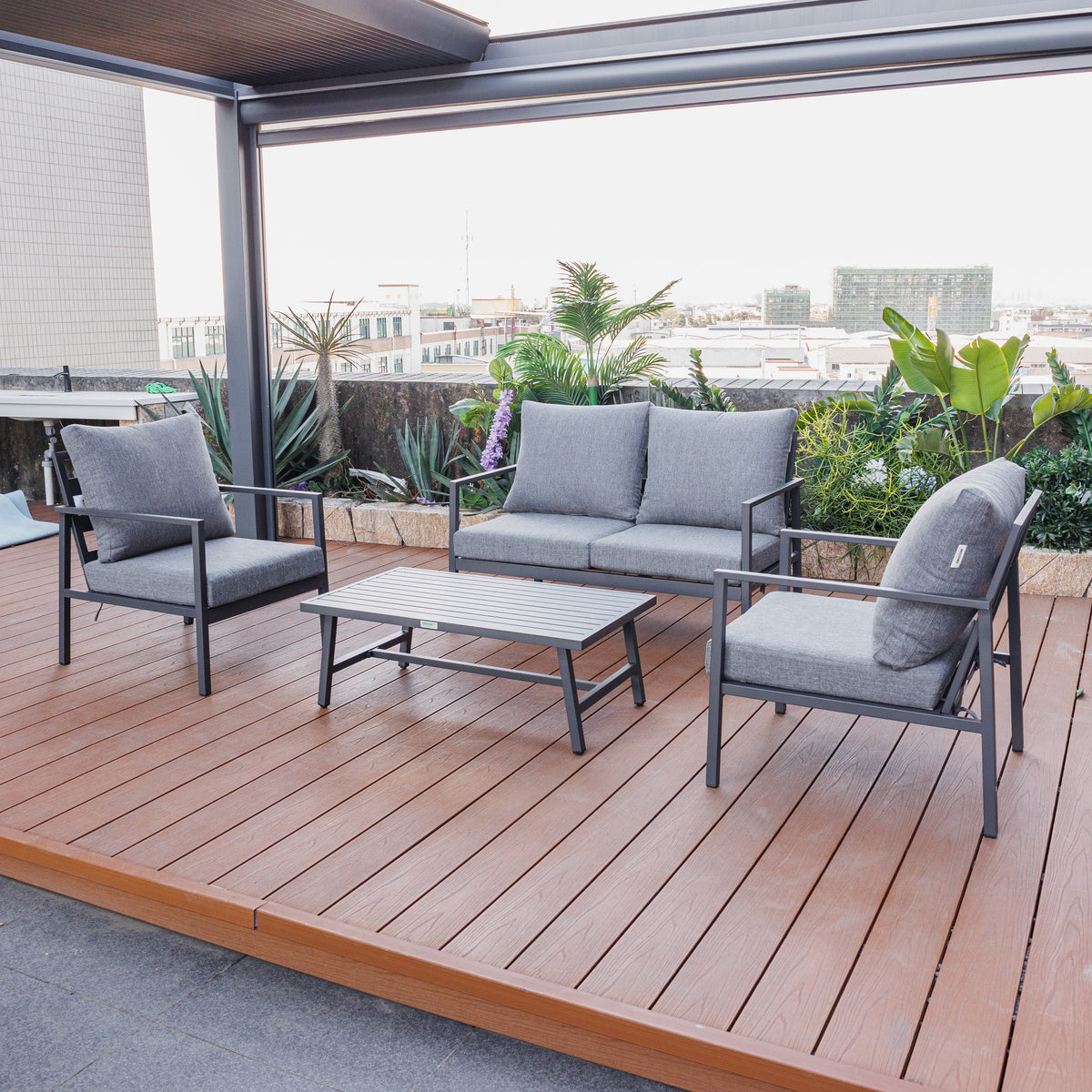 Noosa Double 4 Piece Lounge Set - Gunmetal – full product, alternate