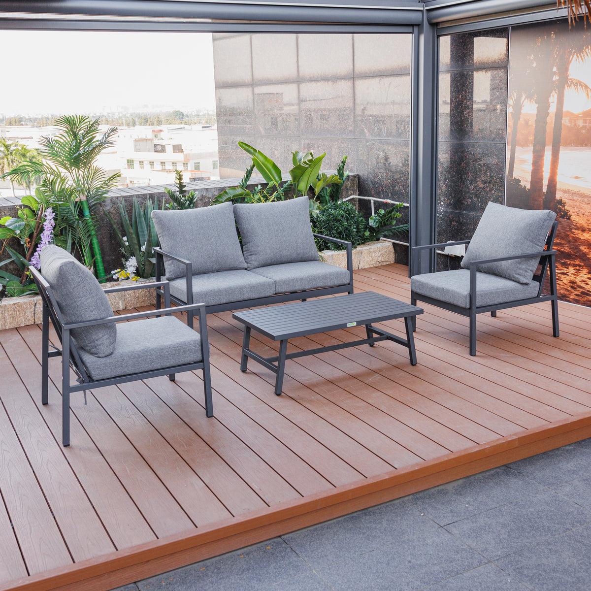 Noosa Double 4 Piece Lounge Set - Gunmetal – full product, alternate