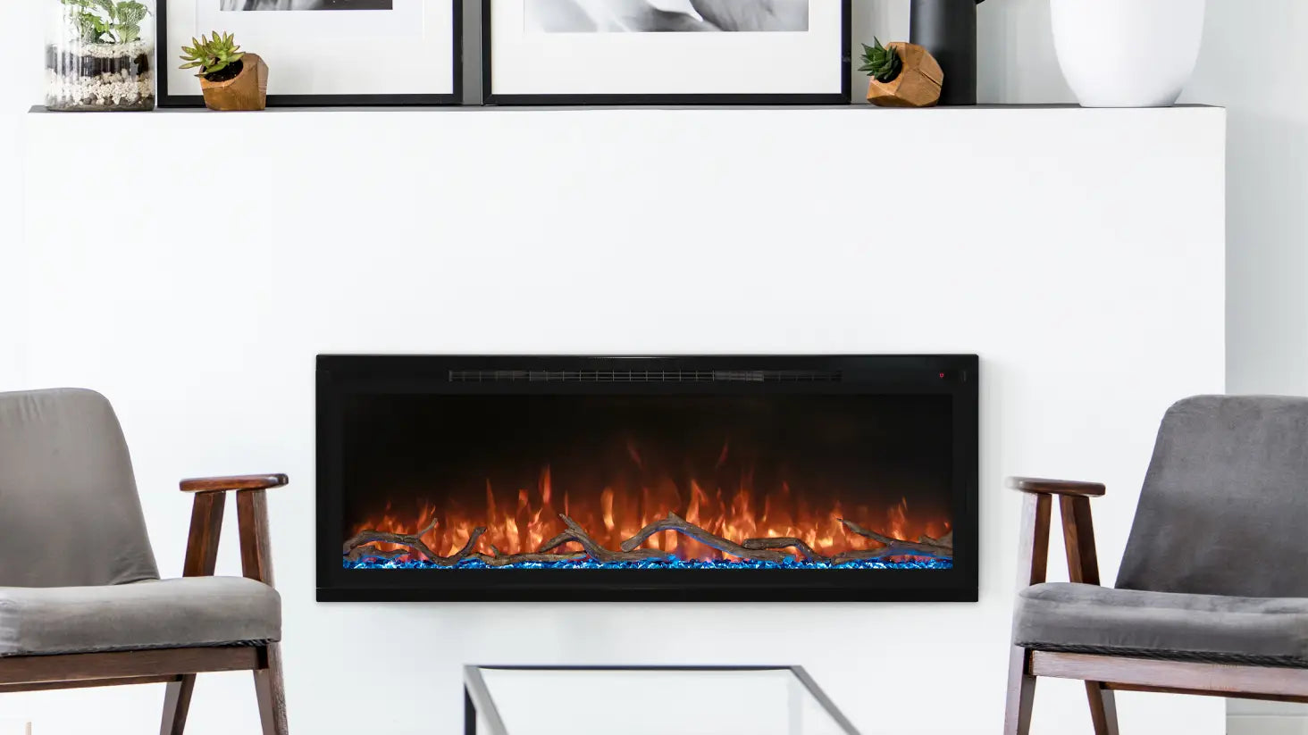 Modern Flame Spectrum 74 inch Slimline With Log Set image 0
