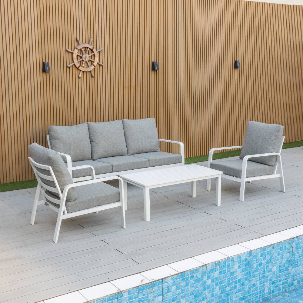 Bondi 4 Piece Triple Lounge - White image 7