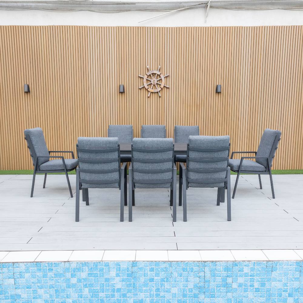 Bondi High Back 9 Piece Dining - Gunmetal image 0