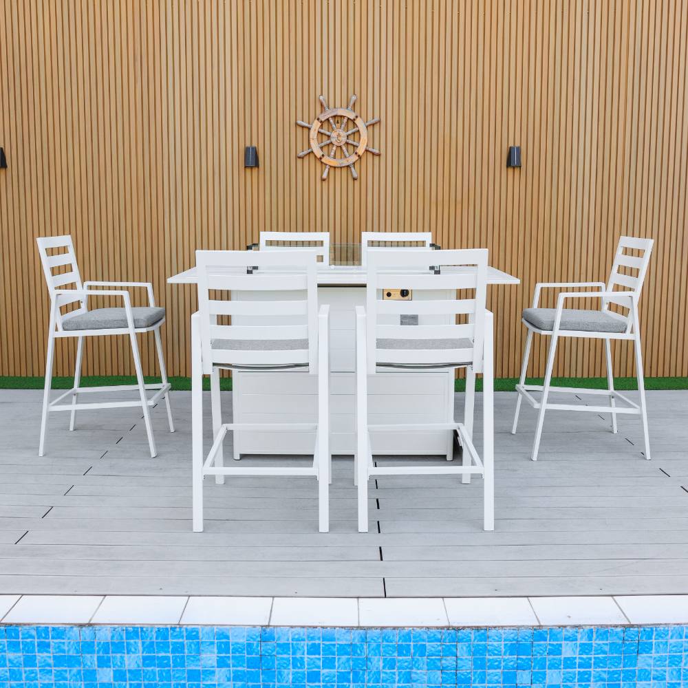 Bondi Gas Bar Fire Pit 7 Piece - White image 16