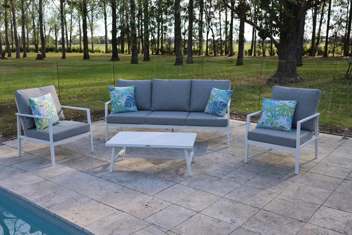 Noosa Triple 4 Piece Lounge Set - White outdoor furniture setting - view 2