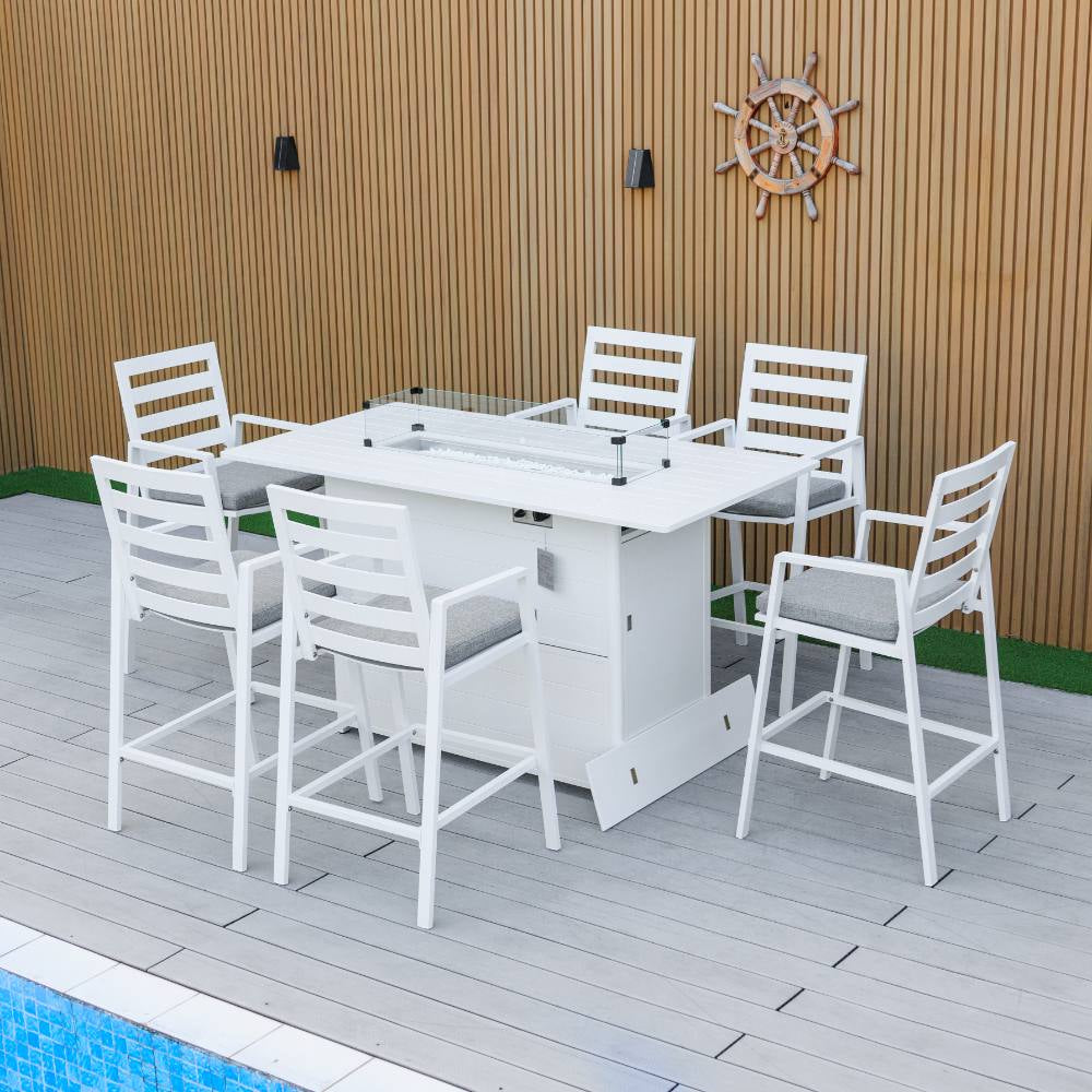 Bondi Gas Bar Fire Pit 7 Piece - White image 8