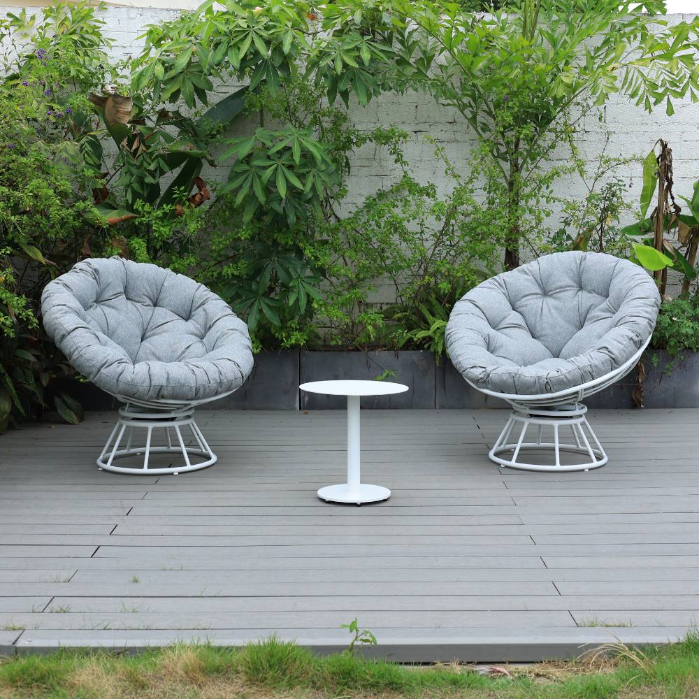Bondi 3 Piece Swivel Balcony Set - White image 3