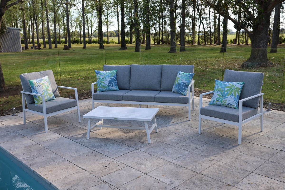 Noosa Triple 4 Piece Lounge Set - White outdoor furniture setting - view 1