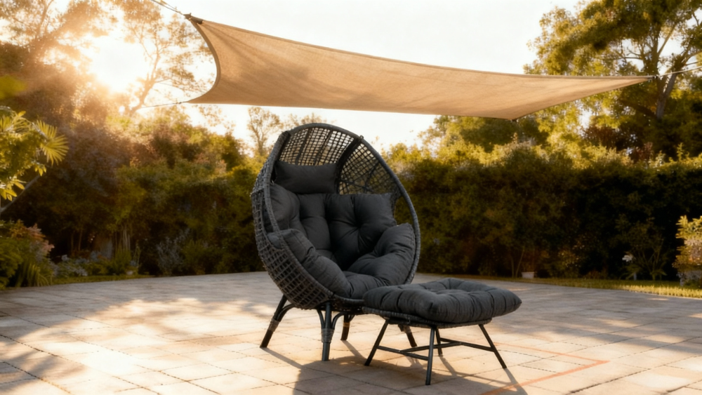 Avoca Single Egg Chair With Ottoman - Charcoal image 0