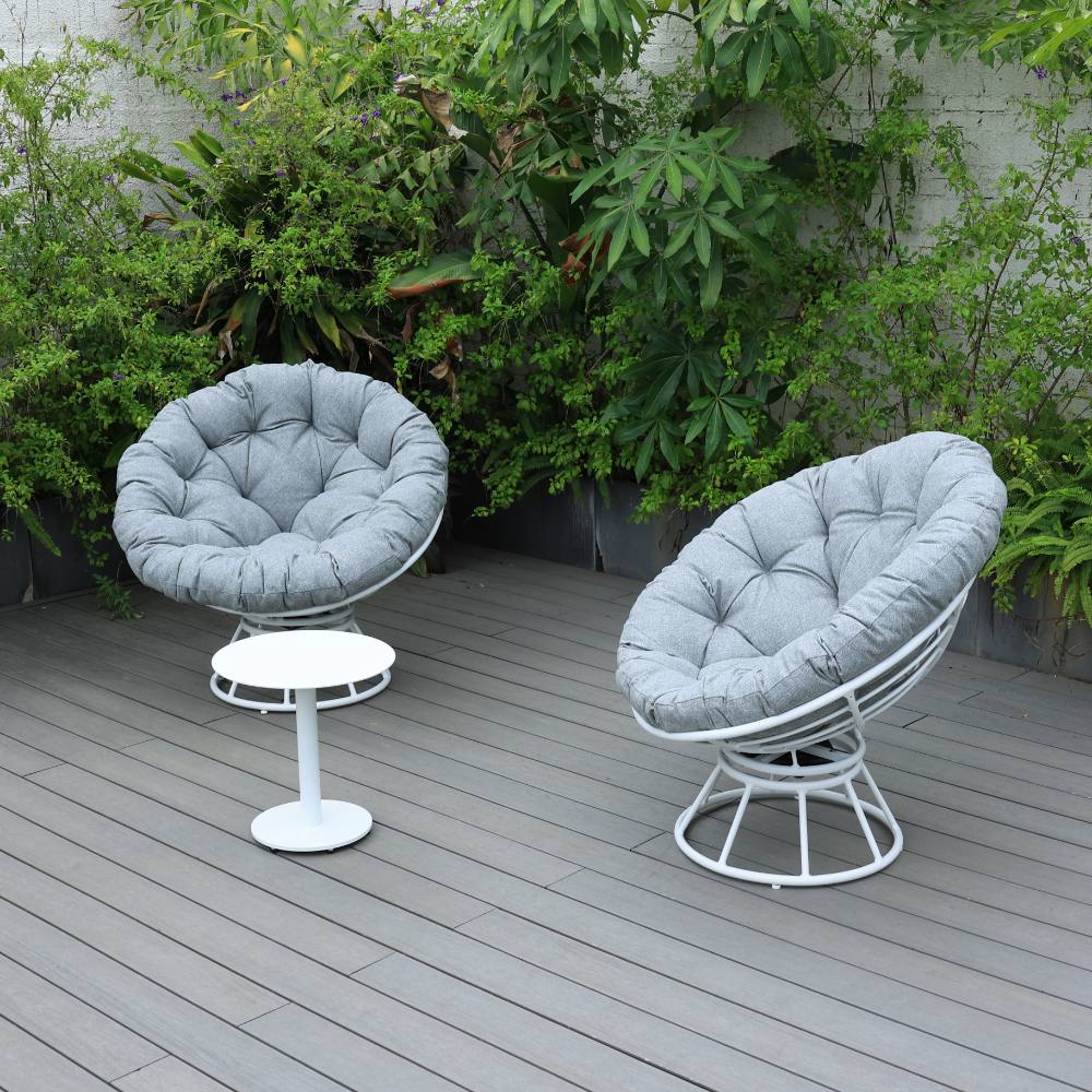 Bondi 3 Piece Swivel Balcony Set - White image 1