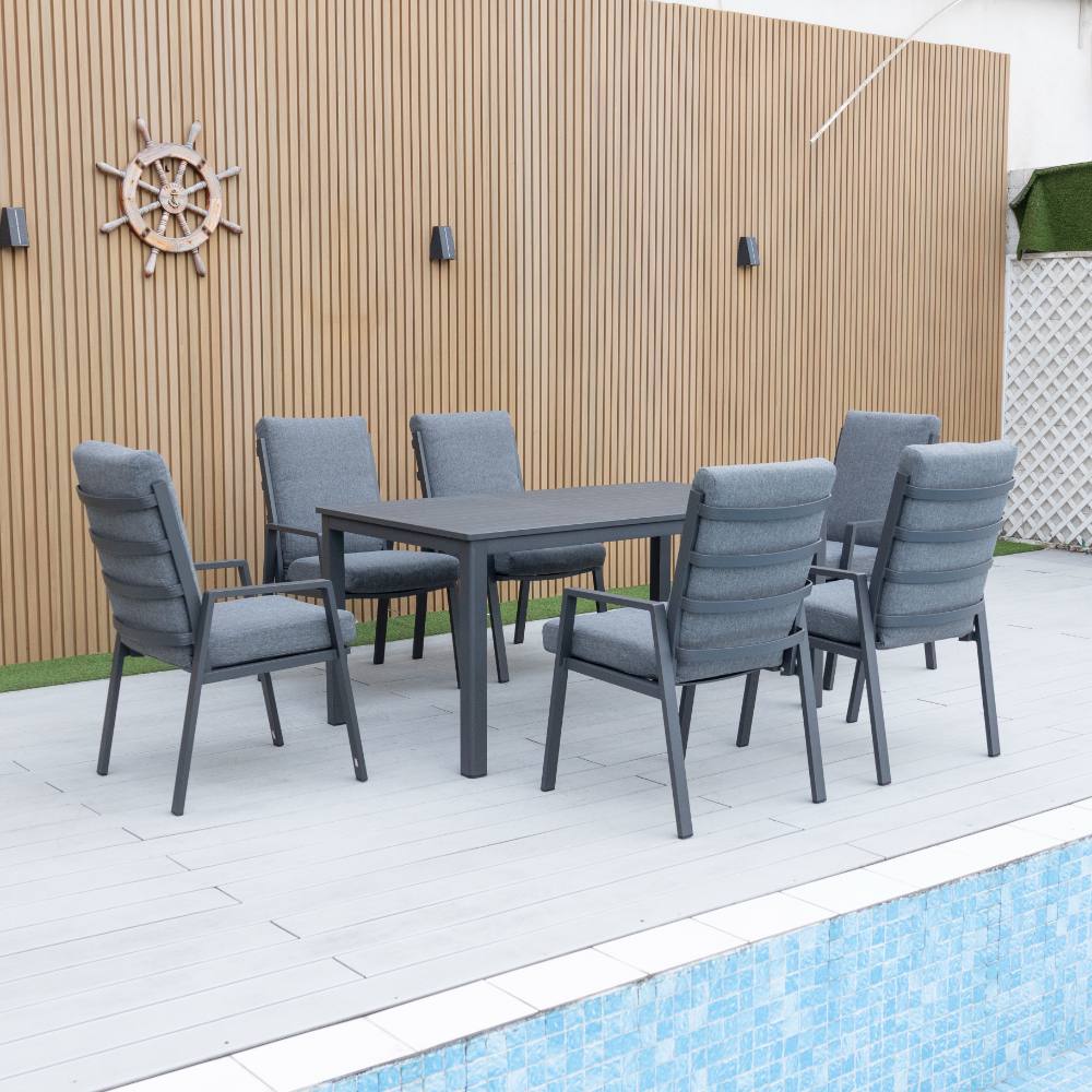 Bondi High Back 7 Piece Dining (160/93) - Gunmetal image 3