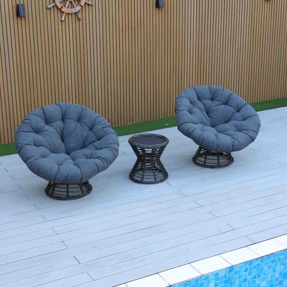 Dubai 3-Piece Swivel Balcony Set - Charcoal Wicker image 2