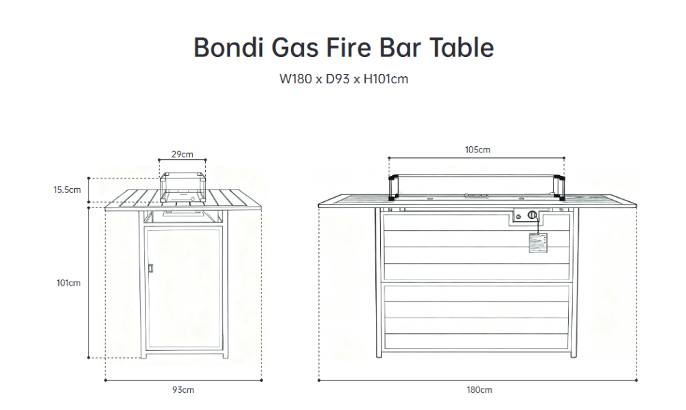 Bondi Bar Gas Fire Pit 7 Piece - Gunmetal image 6