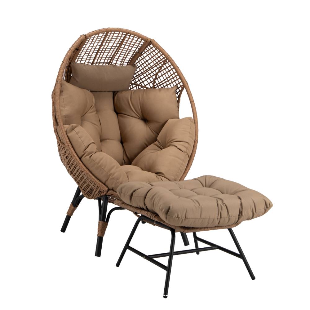Avoca Single Egg Chair with Ottoman - Brown image 2